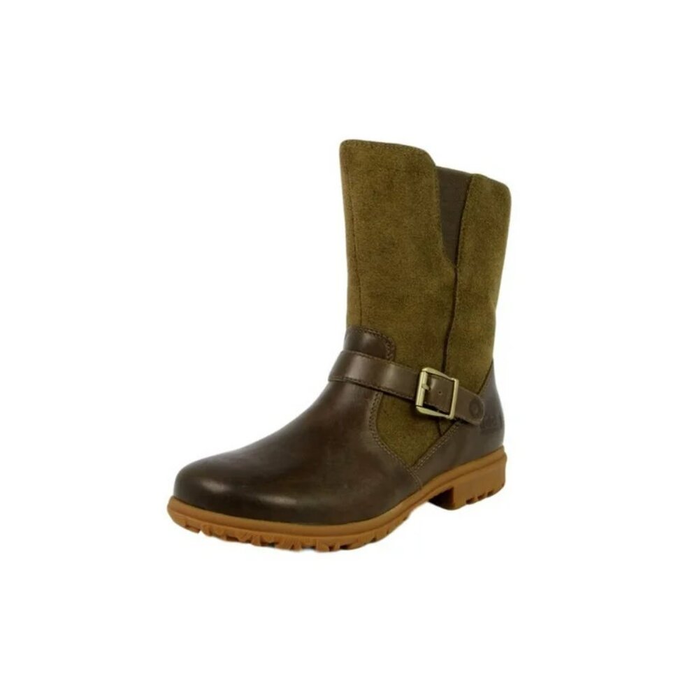 Bogs Women's Brown Green Bobby 71689-200 Leather Mid-Calf Moto Boot Size 8‎